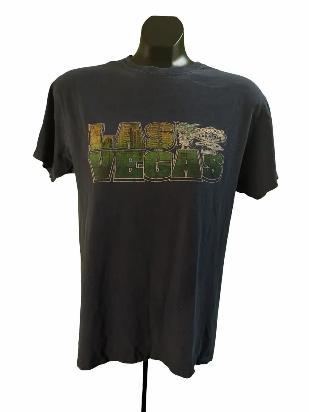 Las Vegas Graphic T Shirt Mens M Blue Vintage Fade Tourist USA Casino Retro Tee